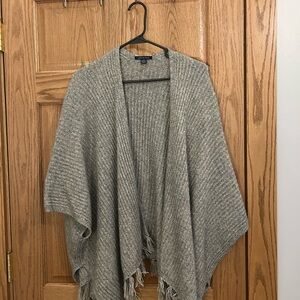 Gray Knit Fringe Cardigan